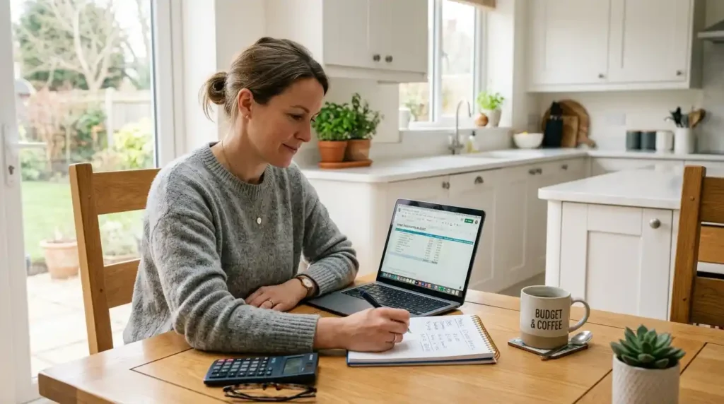 Homeowner planning renovation budget spreadsheet following house renovation advice miprenovate step by step guide